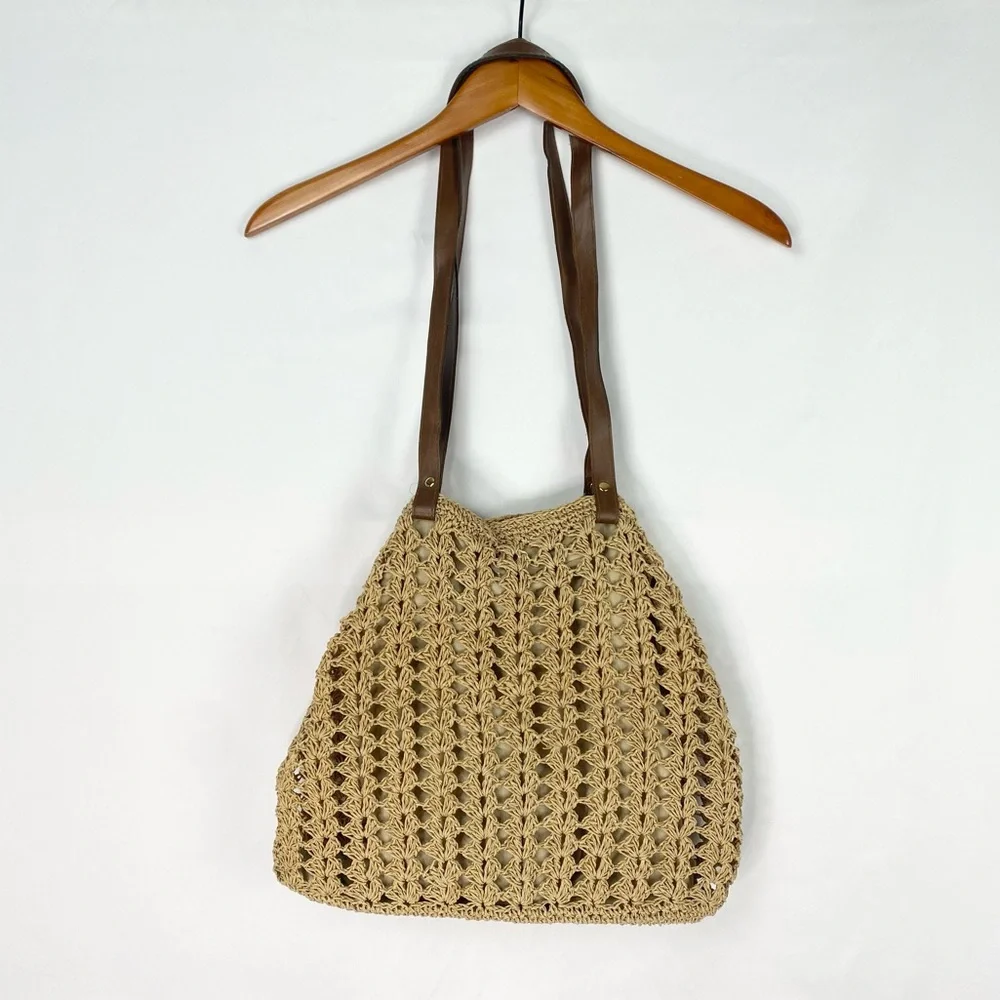 Vintage St. John Bay Paper Straw Beach Tote‎ Bag Shoulder Bag Boho Bohemian